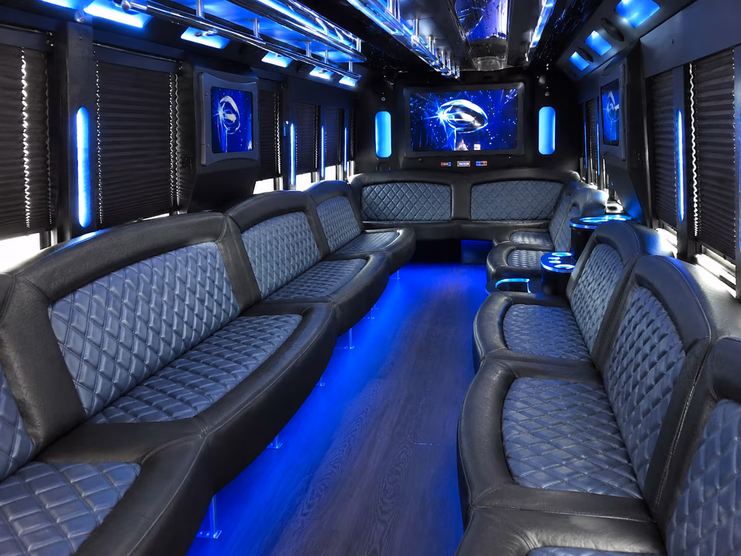 Passenger watching the Dallas scenery during a regional party bus road trip