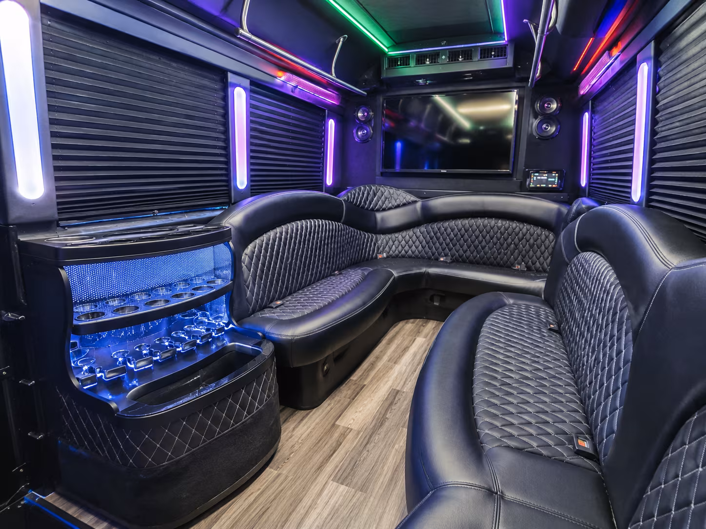 Dallas Bachelor & Bachelorette Transportation party bus interior