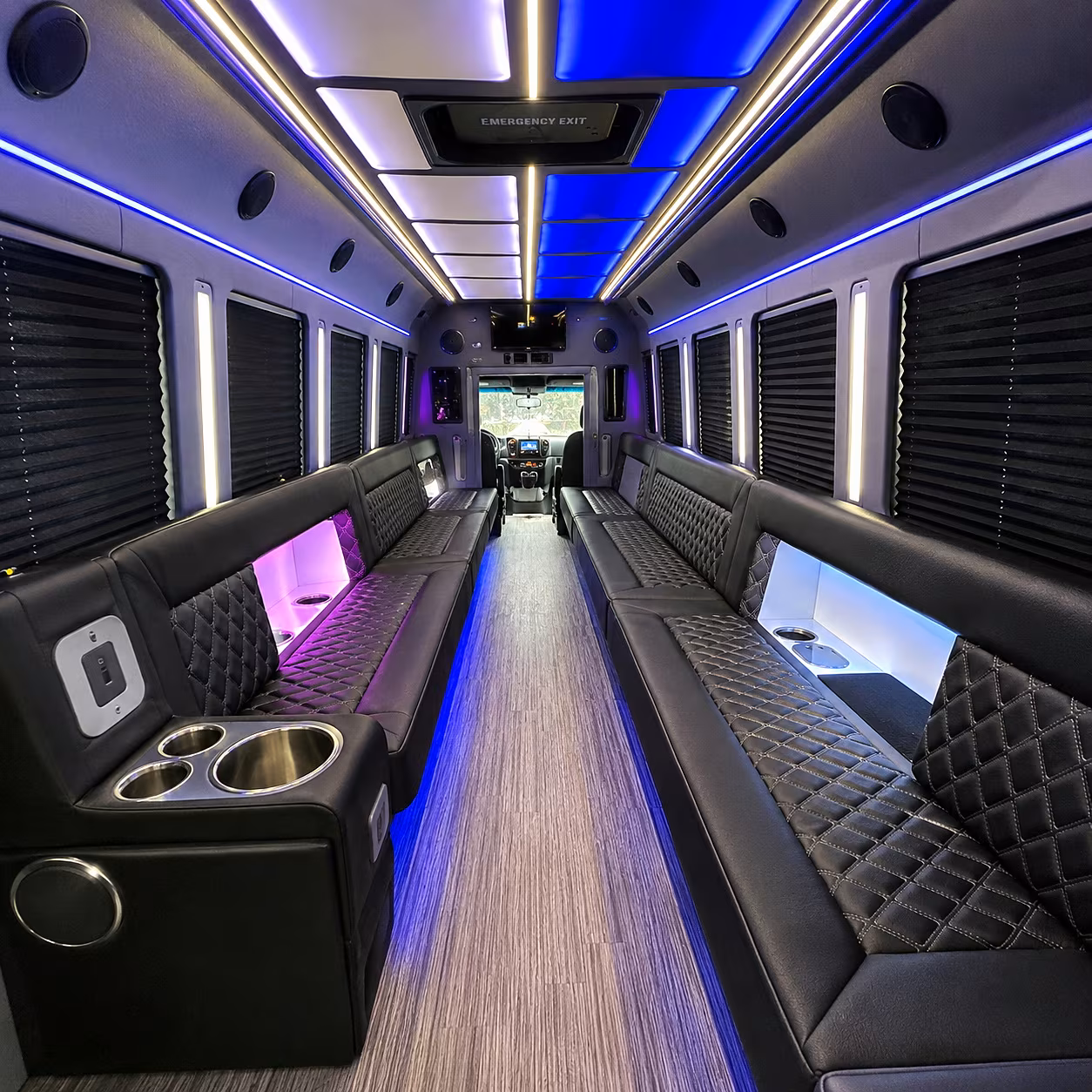 Dallas Birthday, Sweet 16, & Quinceañera Transportation party bus interior